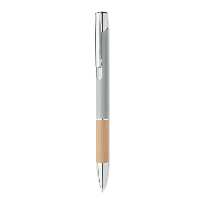 Stylo publicitaire en alu et grip en bambou SPARTA silver mate